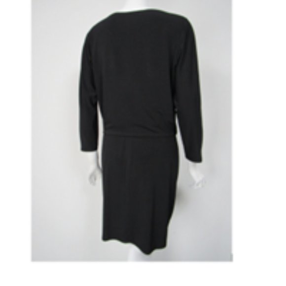 EUC [Trina Turk] Solid Black, 3/4 Sleeve, Knee-Length Draped Dress Womens Sz 6 - Picture 4 of 16